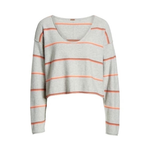 Free People Make You Mine Sweater in Grey Stripe Combo - NWT - Sz. Large - Picture 2 of 12